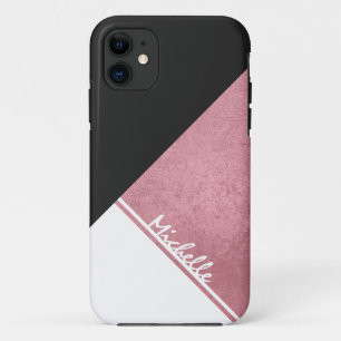Moderne witte rozenzwarte driehoek iPhone 11 hoesje