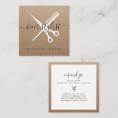 Moderne witte schaar branding haarstylist kraft vierkante visitekaartje (Voorkant / Achterkant)