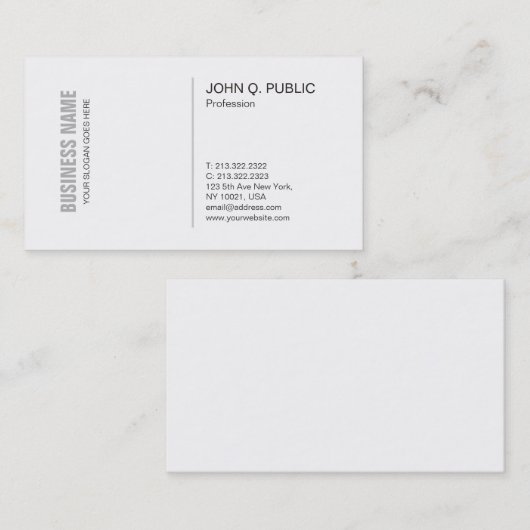 Moderne Witte Schone Stijlvolle Duidelijke Profess Visitekaartje (Voorkant / Achterkant)