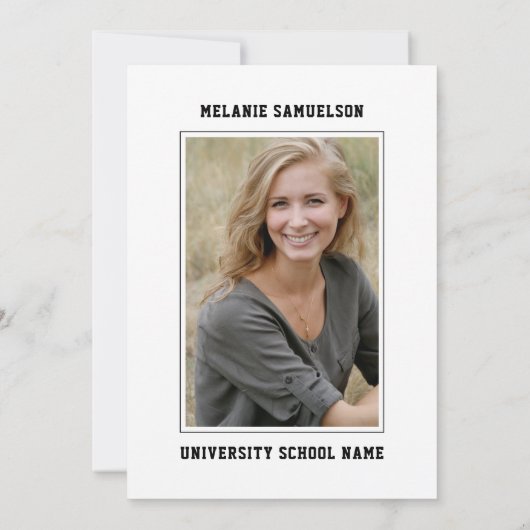 Moderne witte schoolgraafschap PHOTO + LOGO Kaart (Achterkant)