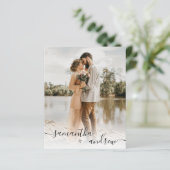 Moderne witte script 5 foto's budget bruiloft (Staand voorkant)