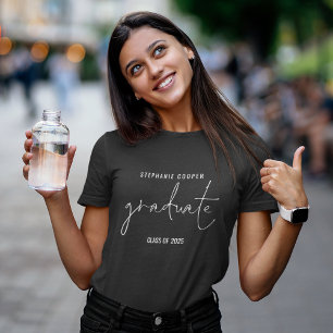 Moderne witte script afgestudeerde naam afstudeer  t-shirt