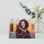 moderne witte script bedank je afstuderen briefkaart (Staand voorkant)