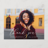 moderne witte script bedank je afstuderen briefkaart (Voorkant)