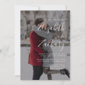 Moderne witte script huwelijksfoto kaart (Voorkant)