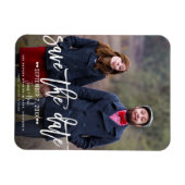 Moderne witte script save the date trouwfoto magneet (Horizontaal)