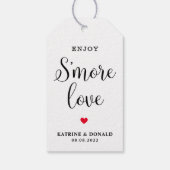 Moderne witte script S'more Love-huwelijksgunsttag Cadeaulabel (Achterkant)