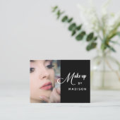Moderne witte scriptfoto-make-up vet visitekaartje (Staand voorkant)