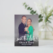 Moderne witte scriptfoto Save the Date Aankondigingskaart (Staand voorkant)
