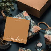 Moderne witte scriptkalligrafie Monogram koper Notitiekaartje