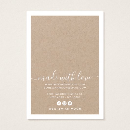 Moderne witte scriptkraft oorringkaart visitekaartje (Achterkant)