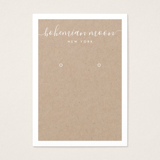 Moderne witte scriptkraft oorringkaart visitekaartje (Voorkant)