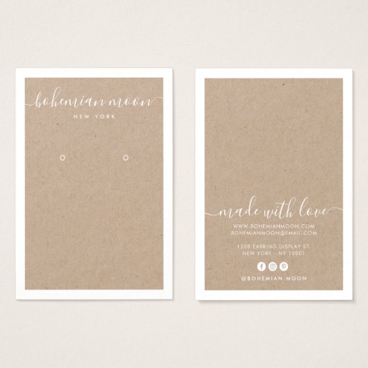 Moderne witte scriptkraft oorringkaart visitekaartje (Voorkant /achterkant)