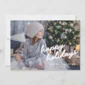 Moderne witte scripttekstoverlay voor foto's met K Feestdagenkaart (Voorkant)