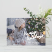Moderne witte scripttekstoverlay voor foto's met K Feestdagenkaart (Staand voorkant)
