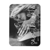Moderne witte scripttypografie foto save the date magneet (Verticaal)