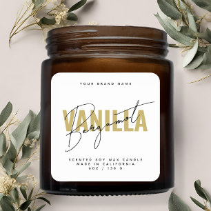 Moderne witte scripttypografiekandellabel vierkante sticker