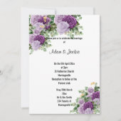 Moderne Witte Sering Paarse bloemige ELEGANT TROUW Kaart (Voorkant)