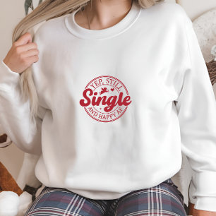Moderne witte single en vrolijke print trui