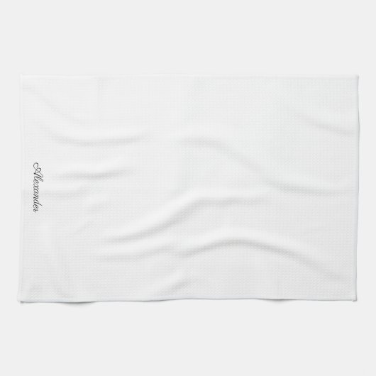 Moderne witte sjabloon, zwart script theedoek (Horizontaal)