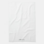 Moderne witte sjabloon, zwart script theedoek (Verticaal)