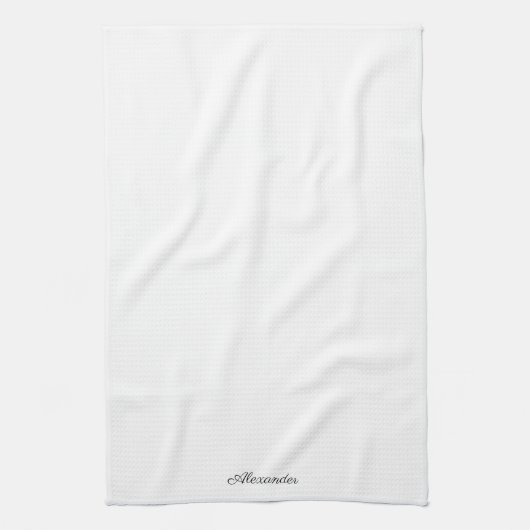 Moderne witte sjabloon, zwart script theedoek (Verticaal)