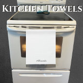 Moderne witte sjabloon, zwart script theedoek