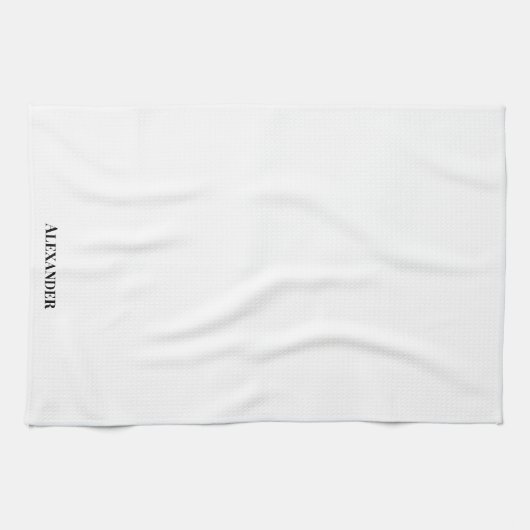 Moderne witte sjabloon, zwart script theedoek (Horizontaal)