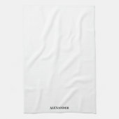 Moderne witte sjabloon, zwart script theedoek (Verticaal)