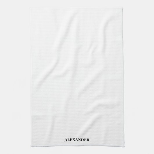 Moderne witte sjabloon, zwart script theedoek (Verticaal)