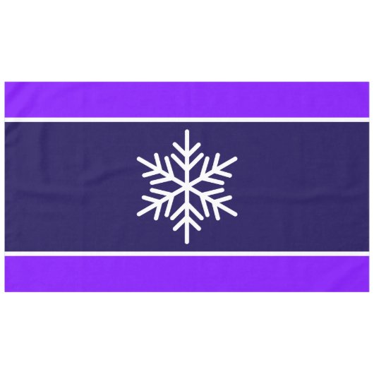 Moderne Witte Sneeuwvlok Navy Heldere Paarse Strep Tafelkleed (Voorkant (Horizontaal))