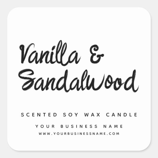 Moderne witte soja kaars label (Voorkant)