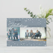 Moderne witte sterren en stippen op grijze feestda feestdagenkaart (Staand voorkant)