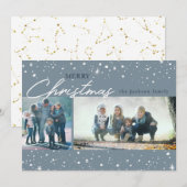 Moderne witte sterren op trendy grijze Kerstmis Feestdagenkaart (Voorkant / Achterkant)