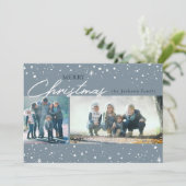 Moderne witte sterren op trendy grijze Kerstmis Feestdagenkaart (Staand voorkant)