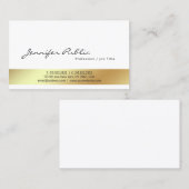 Moderne, witte, stijlvolle, goudkleurige vormgevin visitekaartje (Voorkant / Achterkant)