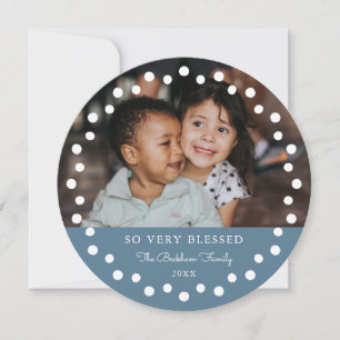 Moderne witte stippen frame foto ornament stoffig feestdagenkaart