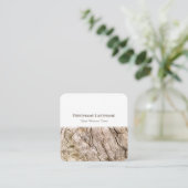 Moderne witte strepen houtnerf interieur ontwerp vierkante visitekaartje (Staand voorkant)