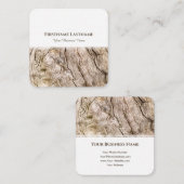 Moderne witte strepen houtnerf interieur ontwerp vierkante visitekaartje (Voorkant / Achterkant)