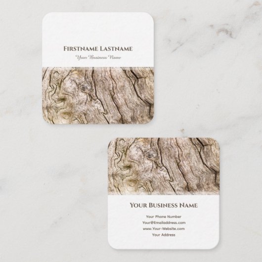 Moderne witte strepen houtnerf interieur ontwerp vierkante visitekaartje (Voorkant / Achterkant)