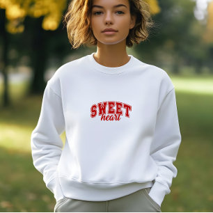 Moderne Witte Sweet Heart Print Vrouw Trui