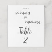Moderne witte-tafelnummer trouwplaatskaart plaatskaartje (Buitenkant ongevouwen)
