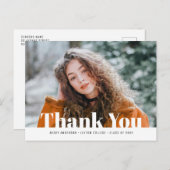 Moderne witte tekst foto afstuderen dank u briefkaart (Voorkant / Achterkant)