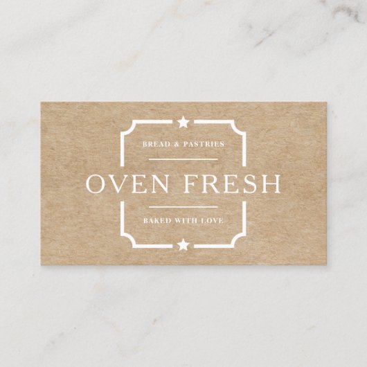Moderne Witte Tekst Kraft Pastry Chef Bakkerij Visitekaartje (Voorkant)