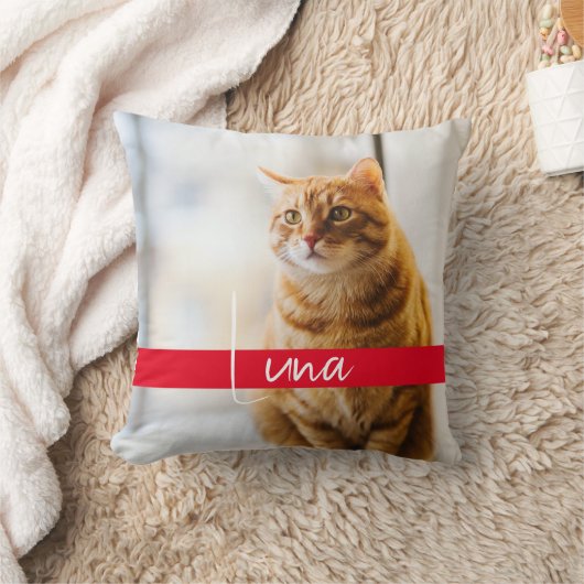 Moderne witte tekst naam Cat Memorial Kussen (Deken)