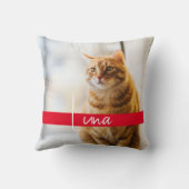 Moderne witte tekst naam Cat Memorial Kussen (Achterkant)