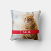 Moderne witte tekst naam Cat Memorial Kussen (Voorkant)