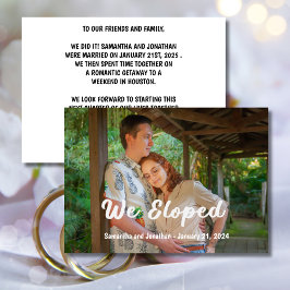 Moderne witte tekst We ontwikkelden foto aankondig Kaart