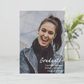 Moderne witte tekstbedekking | Foto Afstuderen Aankondiging (Staand voorkant)