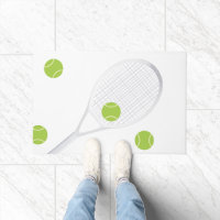 Moderne witte tennisracket bal vloerdeurmat